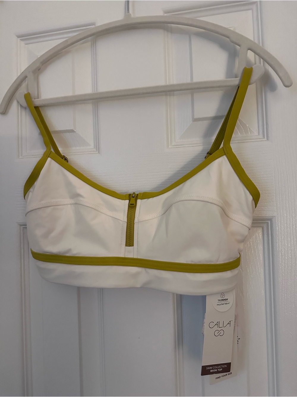 CALIA by Carrie Underwood White and Olive-Trim Sports Bralette